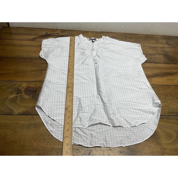 Eileen Fisher 100% Silk Check Mandarin Collar Size XXS - Picture 7 of 10